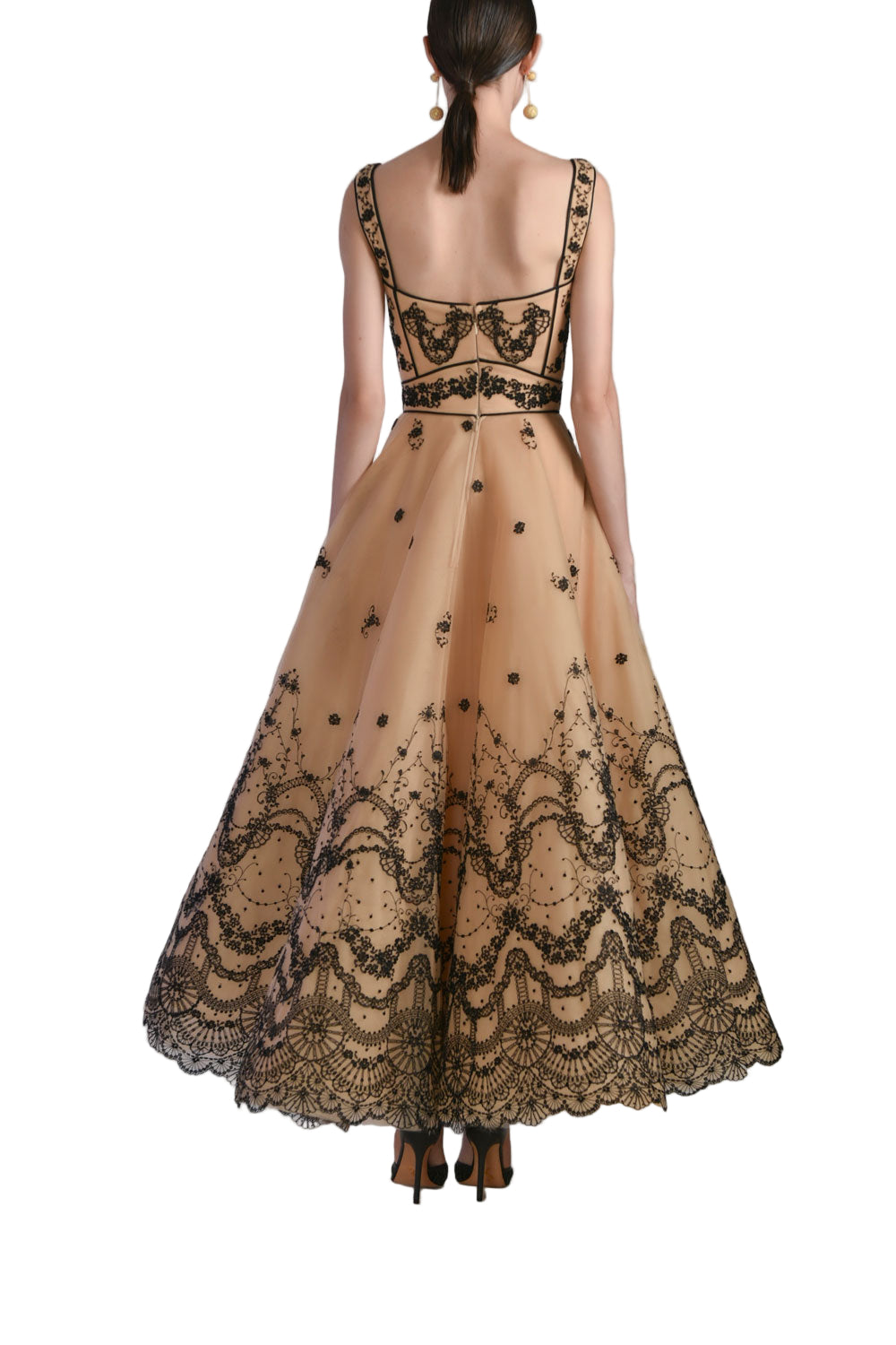 SLEEVELESS EMBROIDERED TULLE DRESS