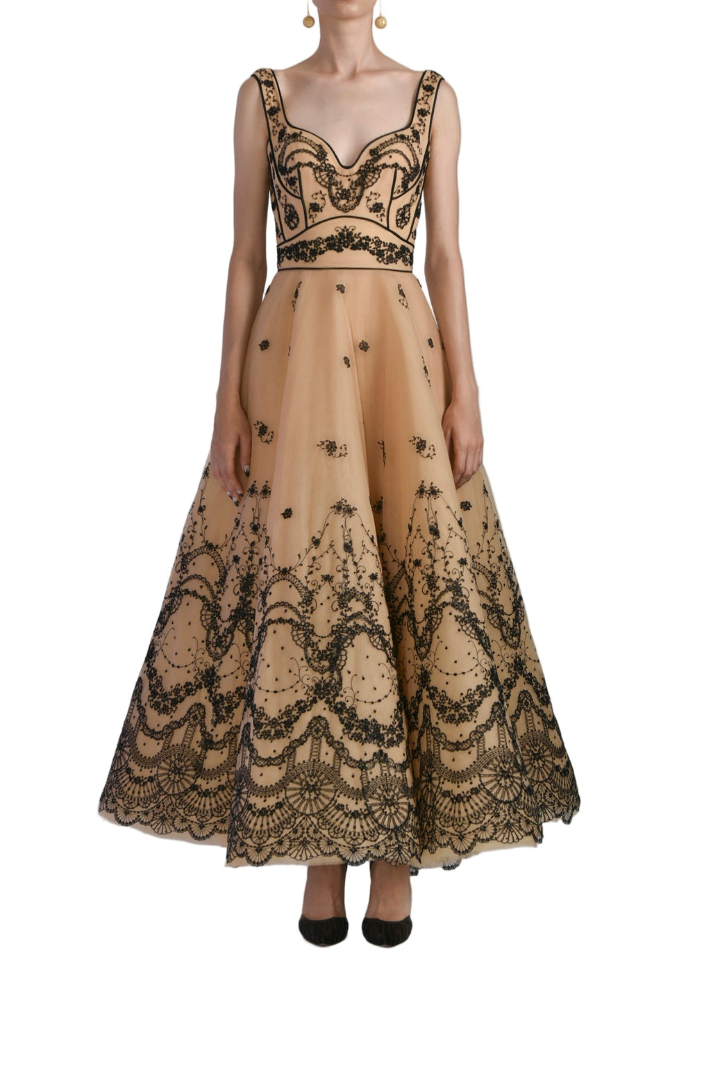 SLEEVELESS EMBROIDERED TULLE DRESS