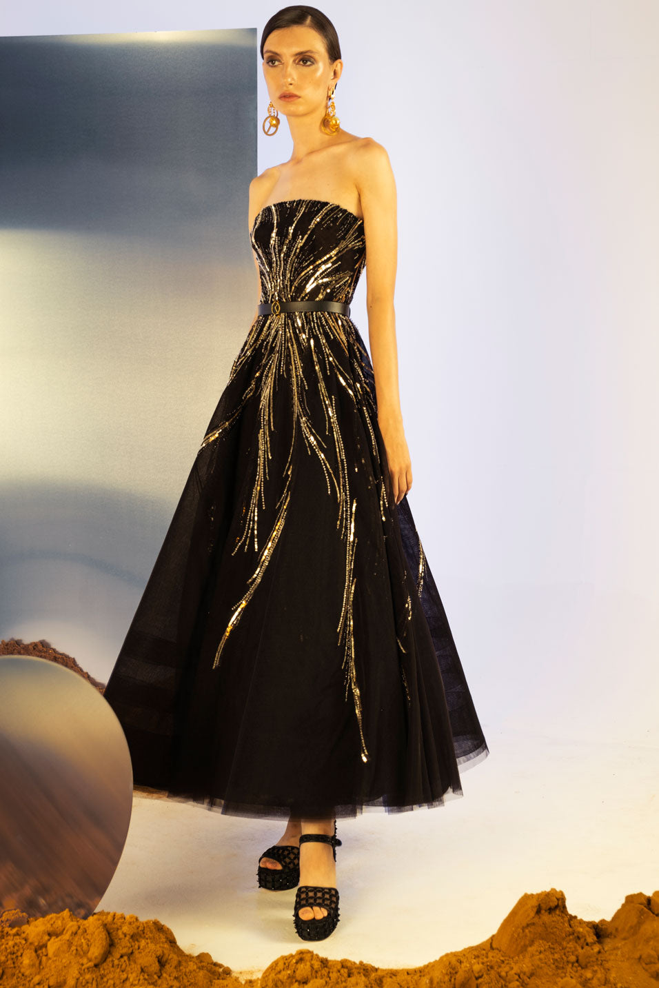 MIDI BEADED TULLE DRESS