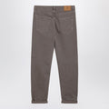 Beige vintage-effect jeans with turn-up hem