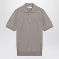 Light brown cotton knit polo shirt