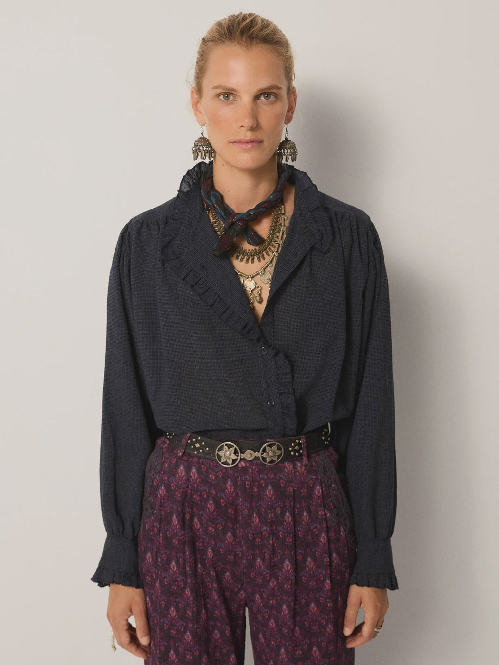 Maison Hotel Celeste Blouse in Eclipse Blue