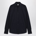 Navy blue silk and cotton shirt