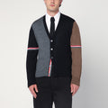Navy/grey/brown wool cardigan