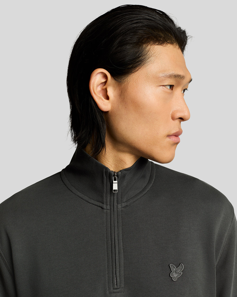 Lyle & Scott Mens Superfine Cotton Quarter Zip Sweatshirt | Gunmetal