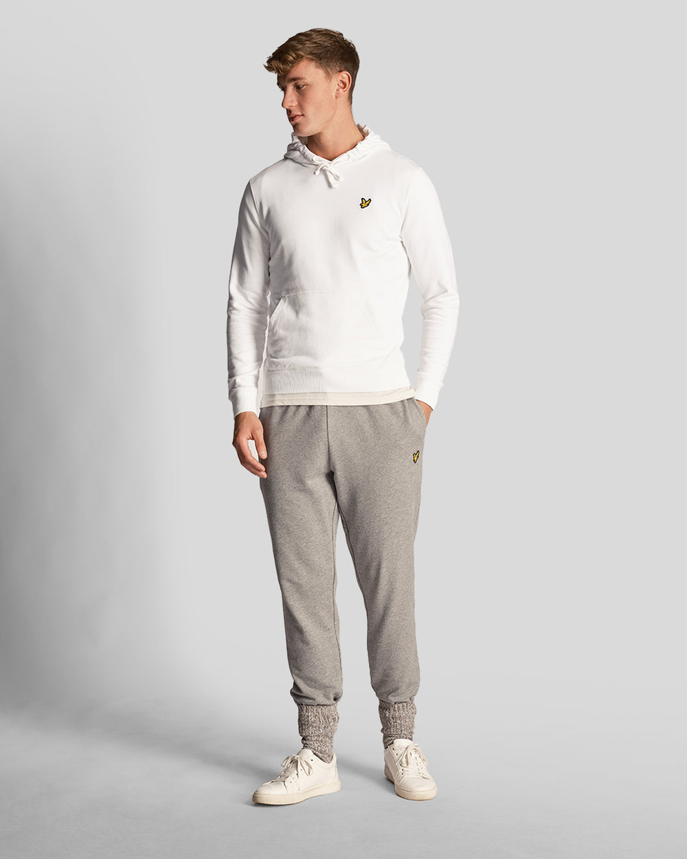 Lyle & Scott Mens Loopback Cotton Hoodie | White