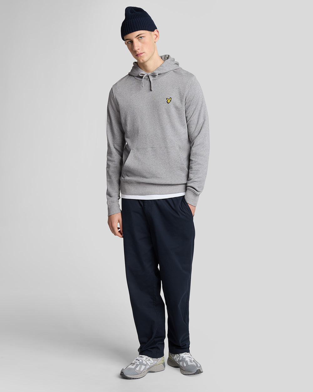 Lyle & Scott Mens Loopback Cotton Hoodie | Mid Grey Marl