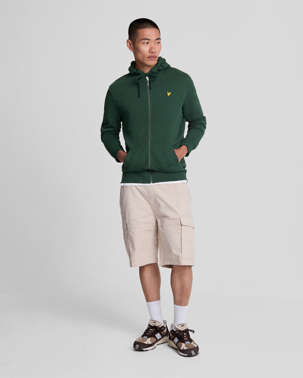Lyle & Scott Mens Loopback Cotton Full Zip Hoodie | Dark Green