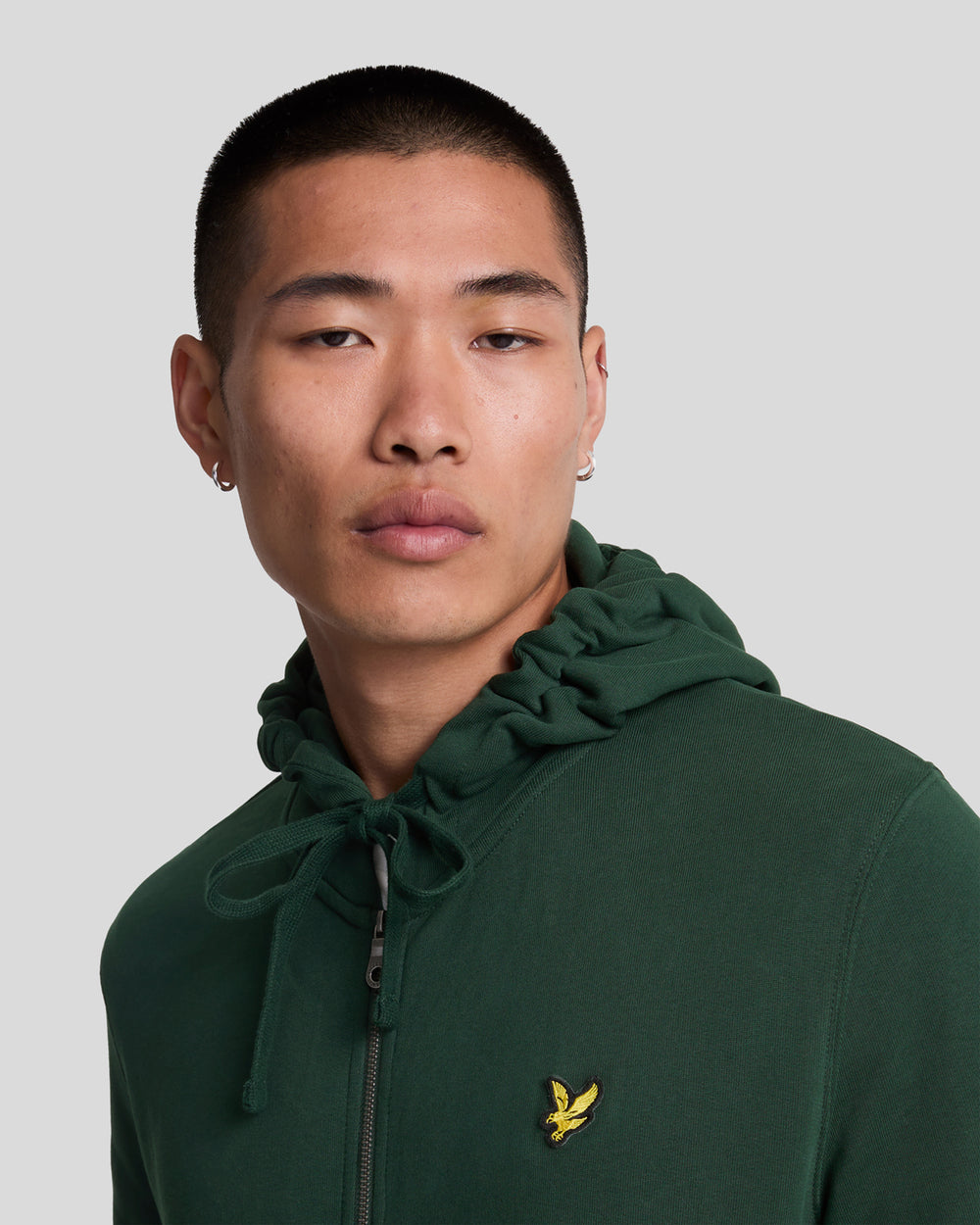 Lyle & Scott Mens Loopback Cotton Full Zip Hoodie | Dark Green