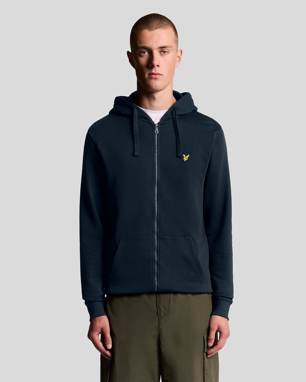 Lyle & Scott Mens Loopback Cotton Full Zip Hoodie | Dark Navy