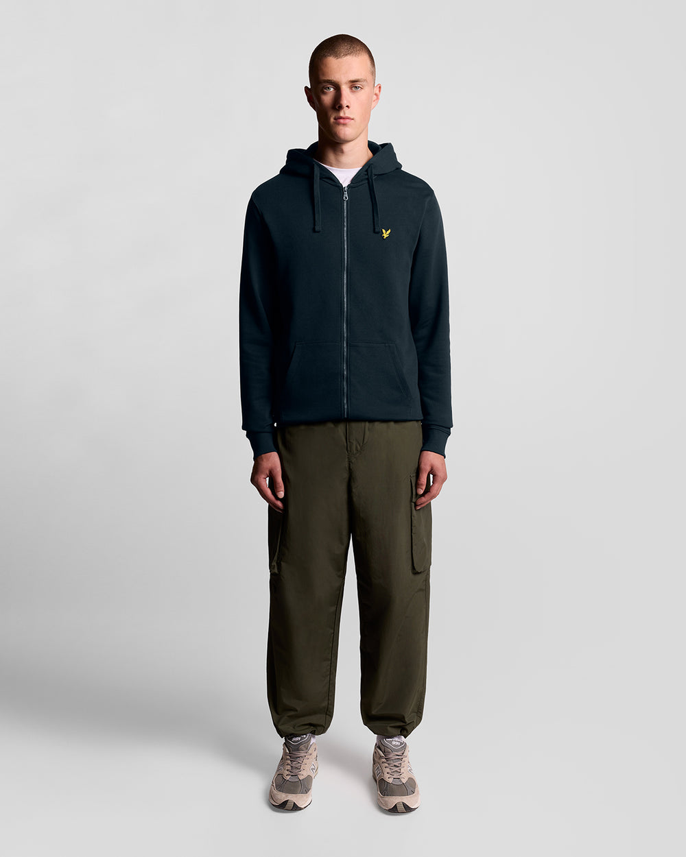 Lyle & Scott Mens Loopback Cotton Full Zip Hoodie | Dark Navy