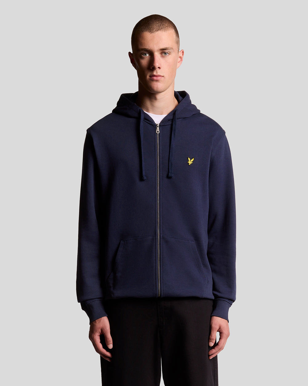Lyle & Scott Mens Loopback Cotton Full Zip Hoodie | Navy
