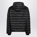 Black quilted zip-up down jacket