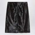 Brown Myra skirt in pony-effect leather