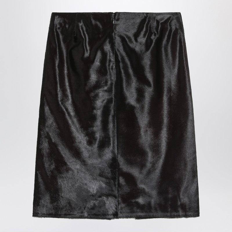 Brown Myra skirt in pony-effect leather