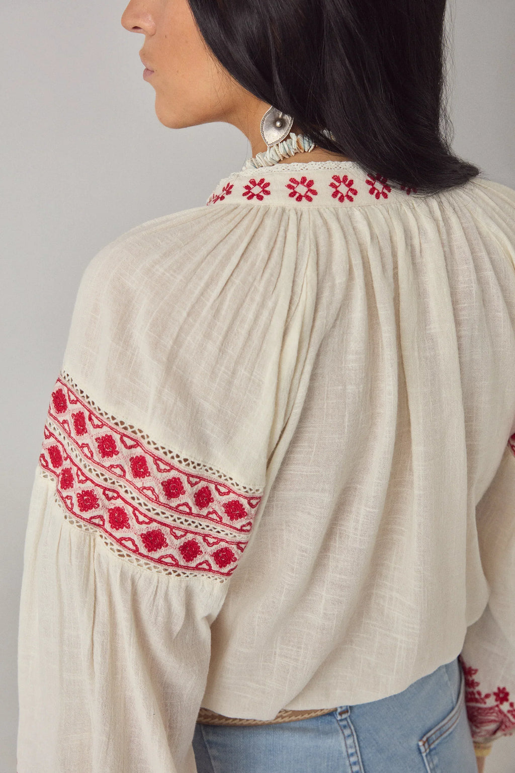Maison Hotel Antonella Blouse Red Poppy Blouse in Cranberry