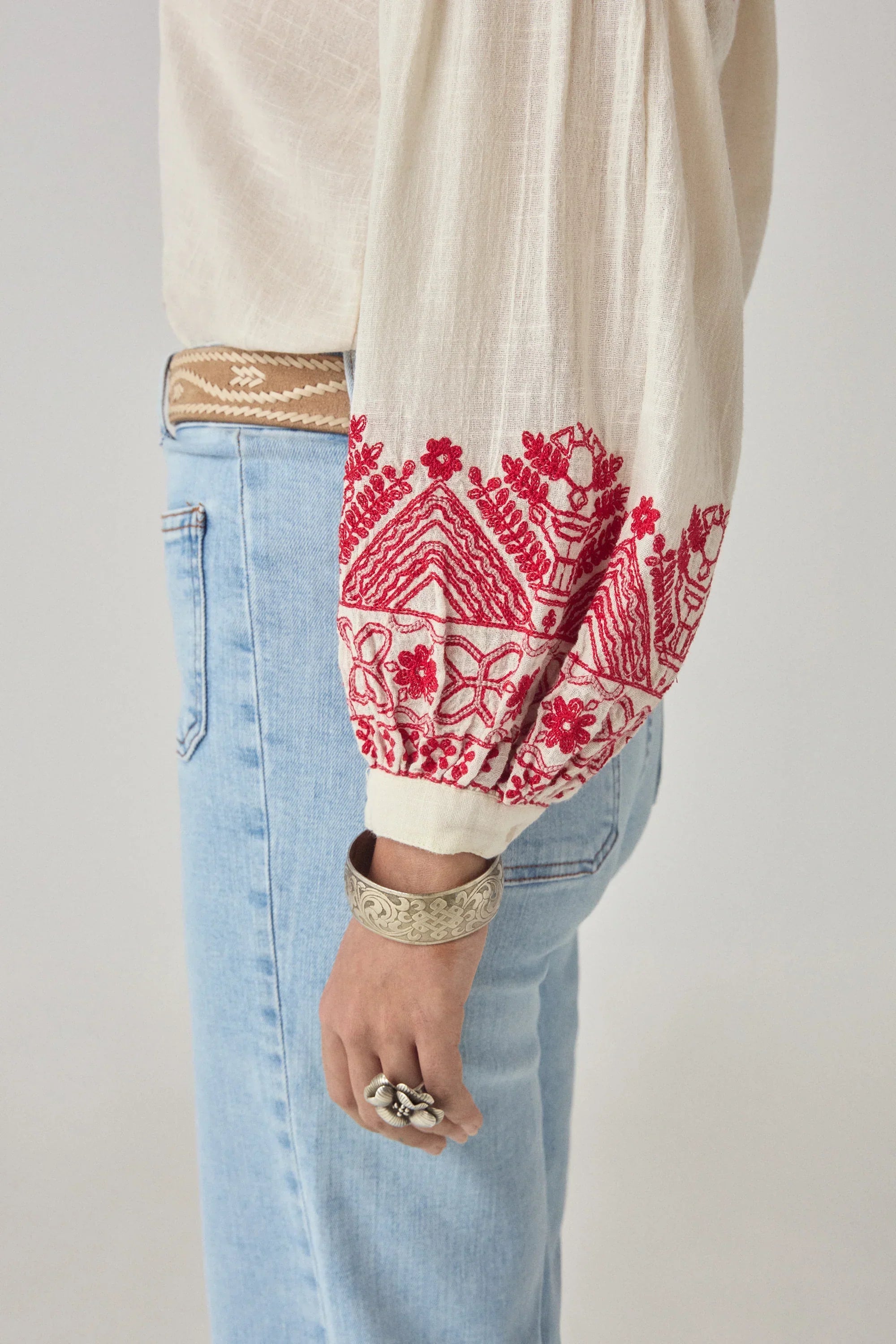 Maison Hotel Antonella Blouse Red Poppy Blouse in Cranberry