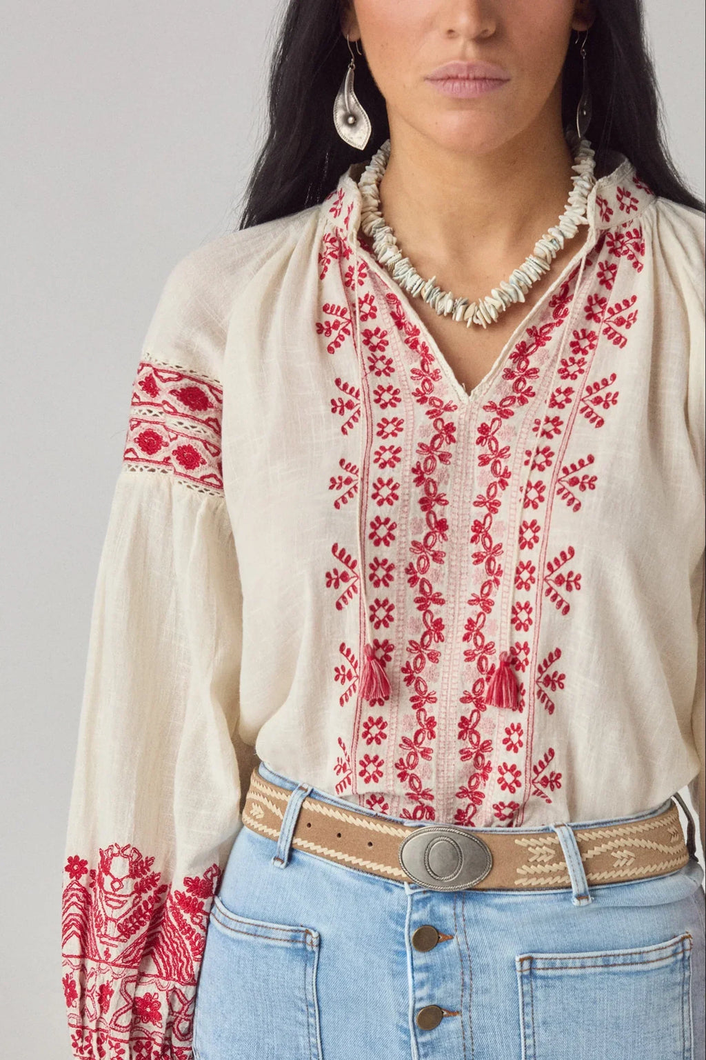 Maison Hotel Antonella Blouse Red Poppy Blouse in Cranberry