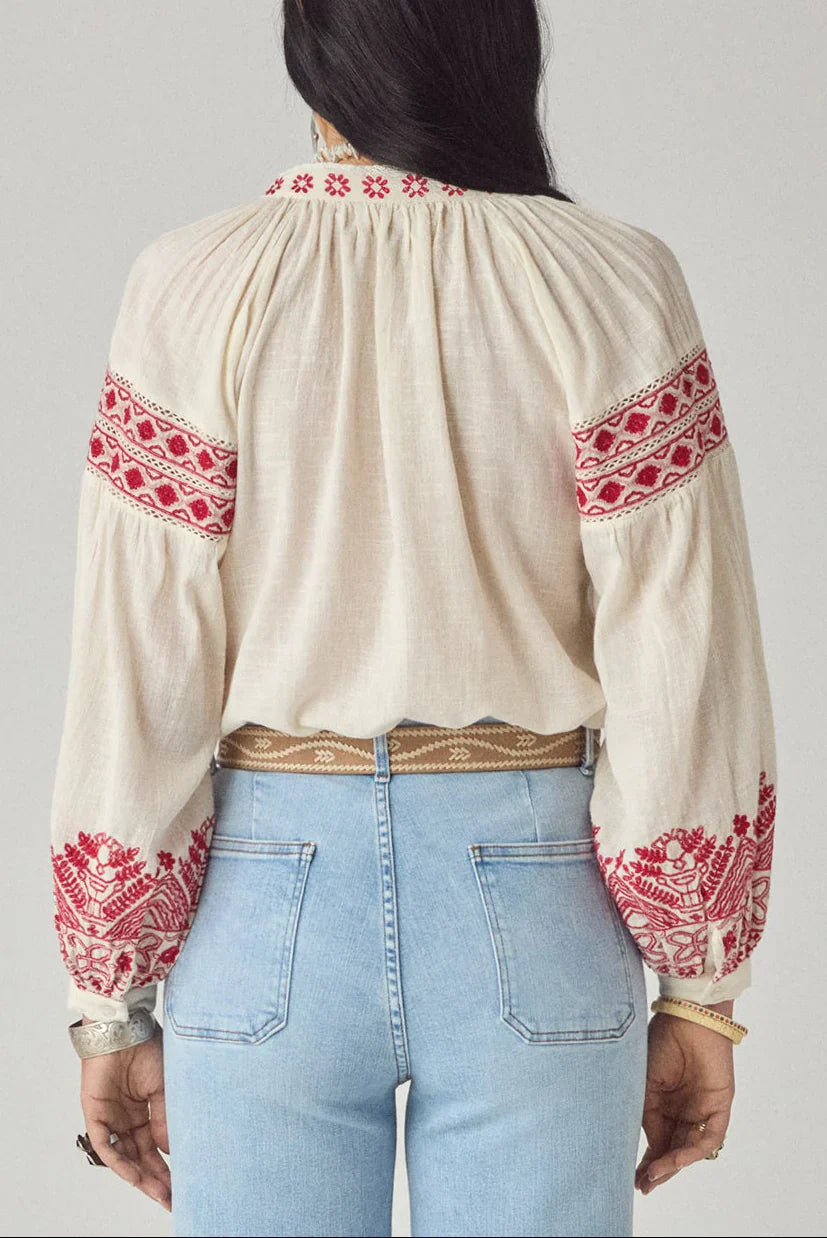 Maison Hotel Antonella Blouse Red Poppy Blouse in Cranberry