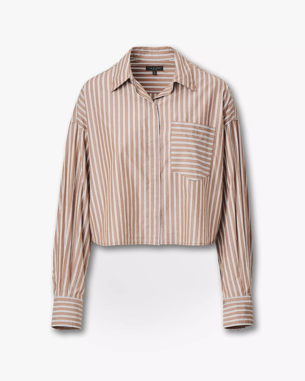 Rag & Bone Marin Cropped Striped Shirt in Tobacco