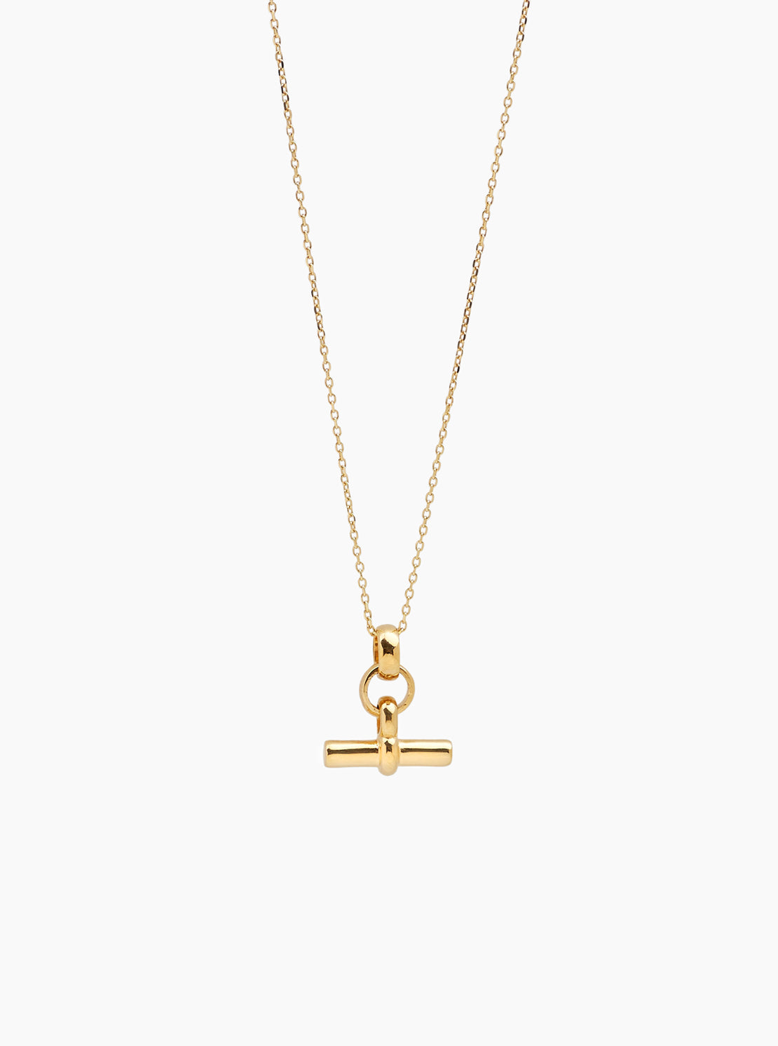 Tilly Sveaas Mini Gold T Bar Necklace on Trace Chain