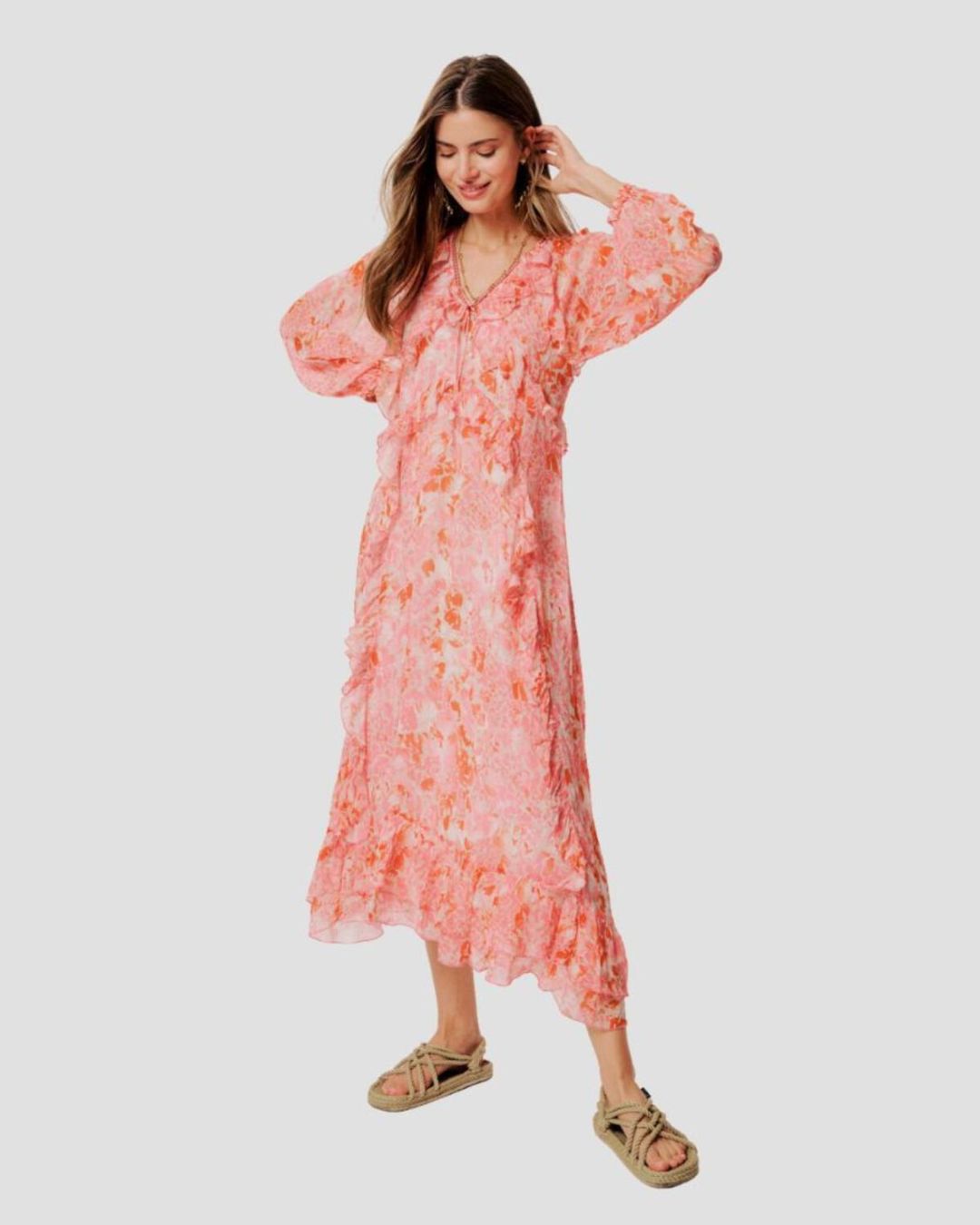 Moliin Everleigh Dress in Coral Blush