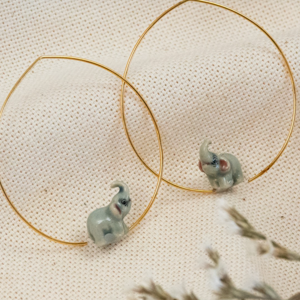 Nach Mini Grey Elephant Earrings