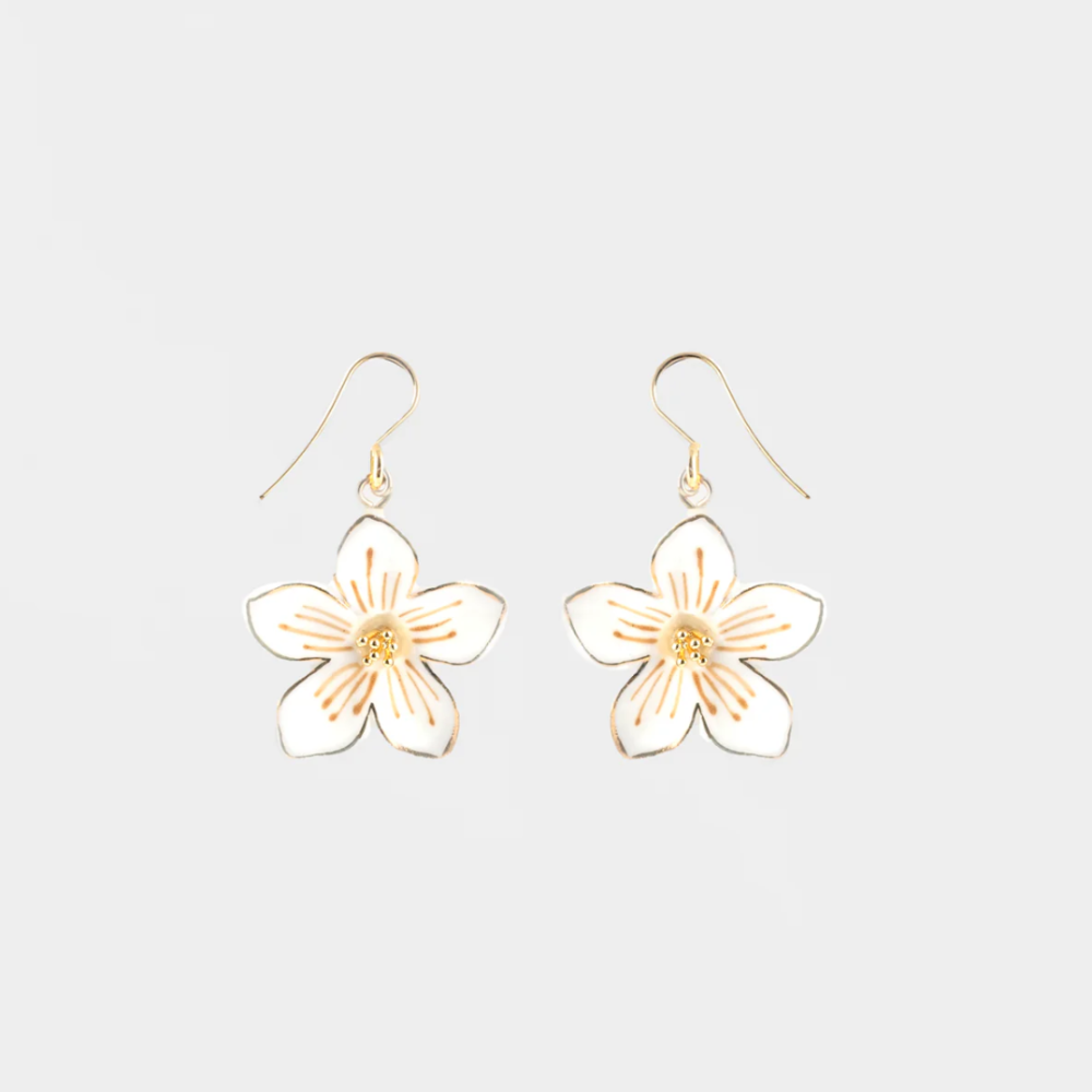 Nach White Flower Pendant Earrings