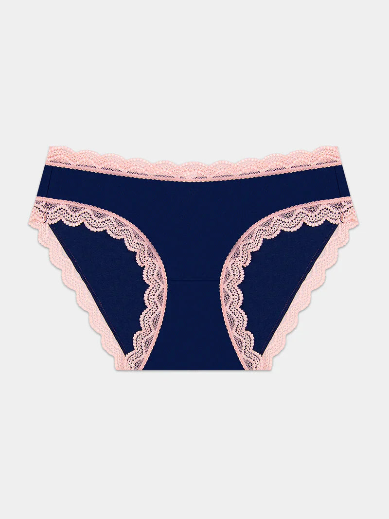 Stripe & Stare Basic Knicker Four Pack in Navy, Neon Peach