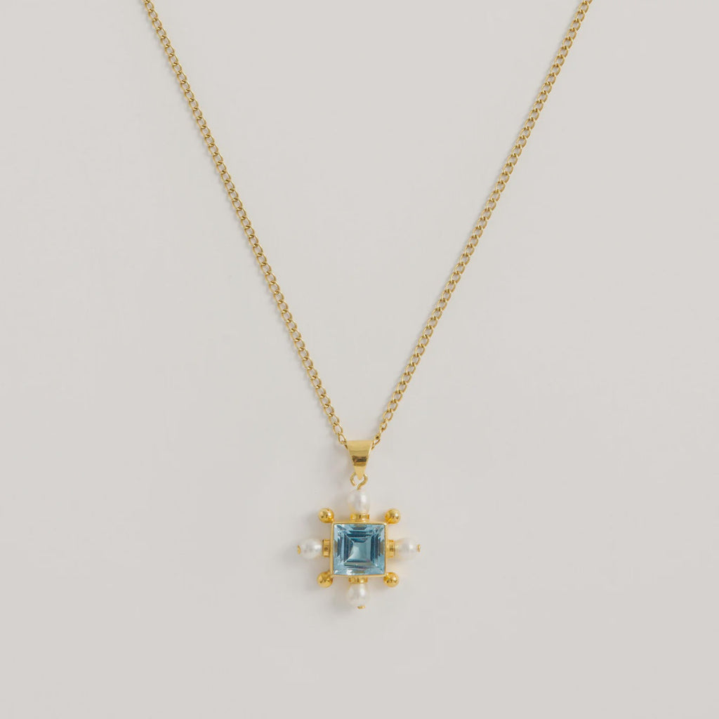 Freya Rose Blue Topaz Cross Necklace