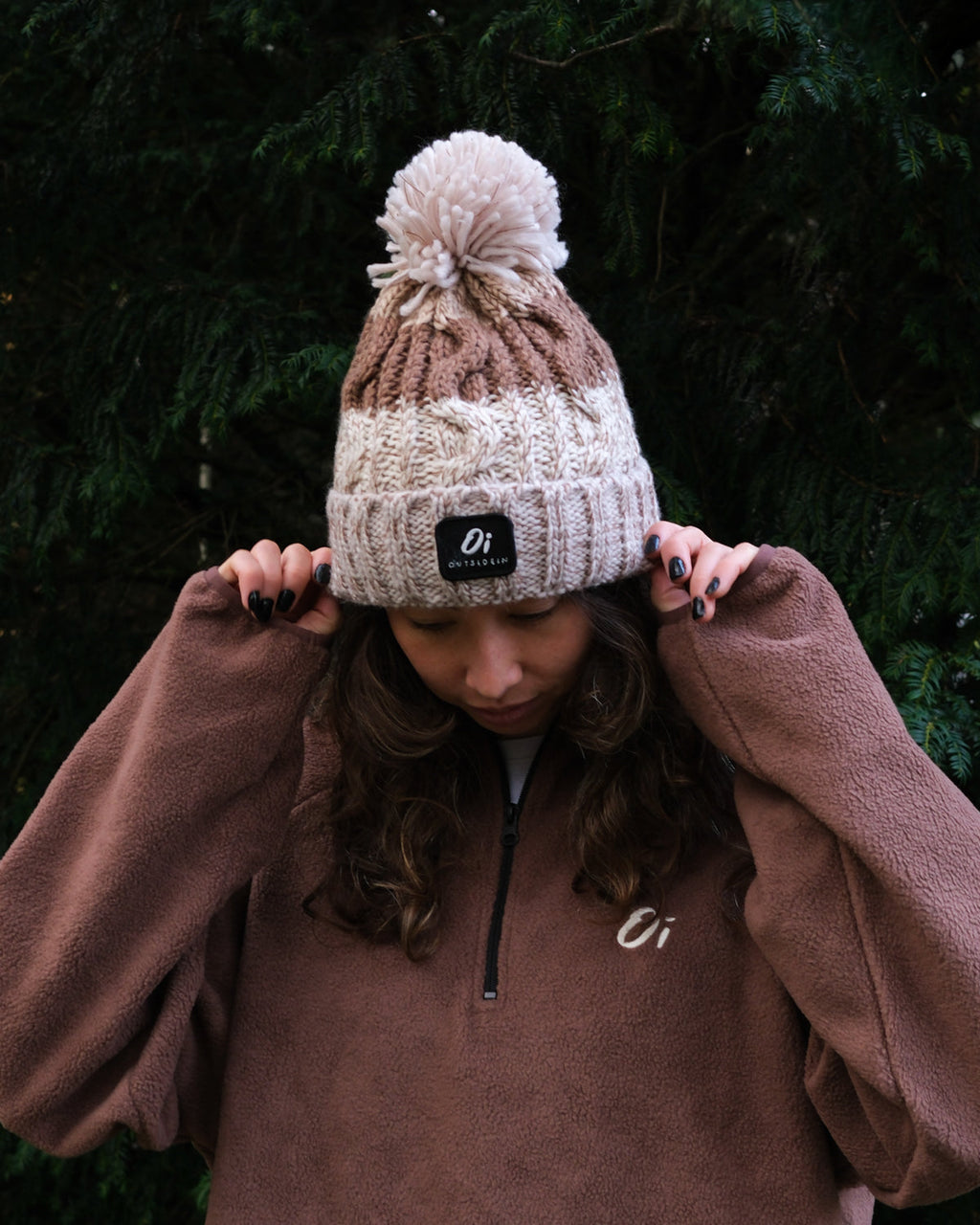 Outside In Pom Pom Hat | Hazelnut Swirl