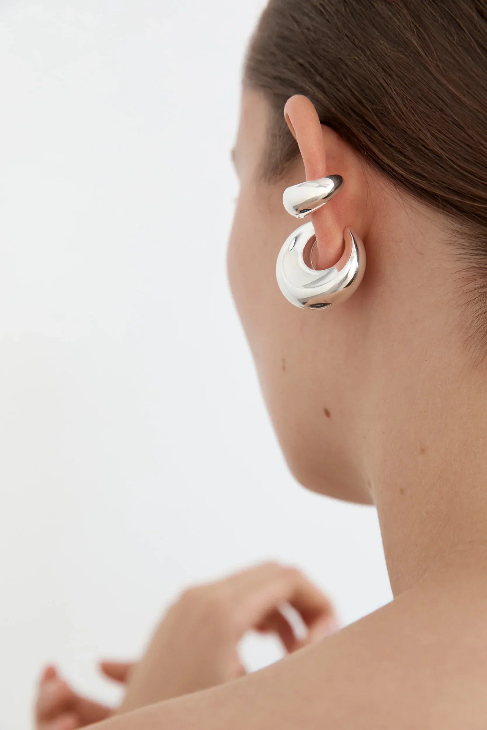 Nina Gordon Large Silver Concave Ear Cuff