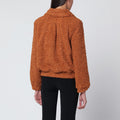 Pumpkin-coloured faux fur bomber jacket