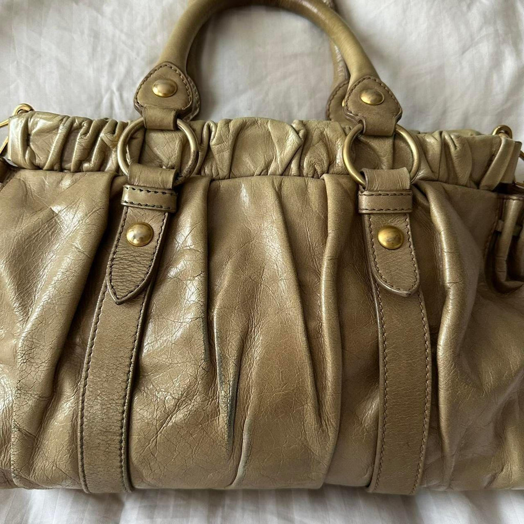 Miu Miu Vitello Shine Sabbia Bag