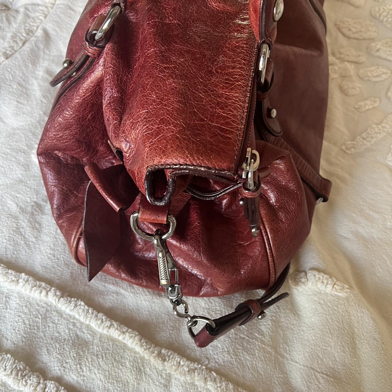 Authentic Miu Miu Vitello Lux Bow Mini Bag – Burgundy