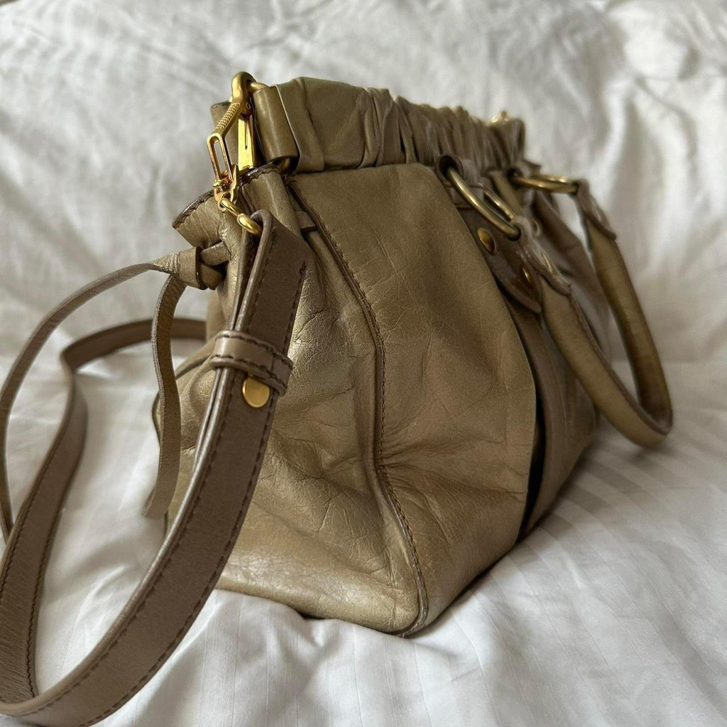 Miu Miu Vitello Shine Sabbia Bag