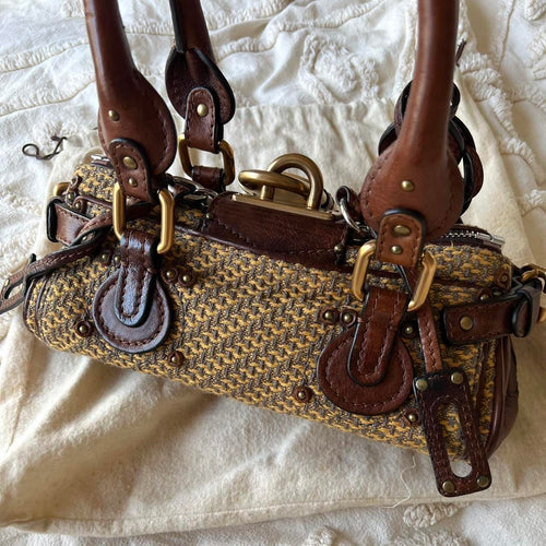 Authentic Rare Brown Tweed Mini Chloé Paddington Bag – Gold Hardware