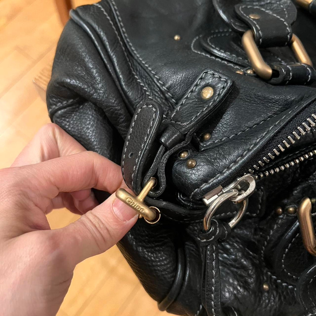 Authentic Vintage 90s Chloé Paddington Bag – Black Leather