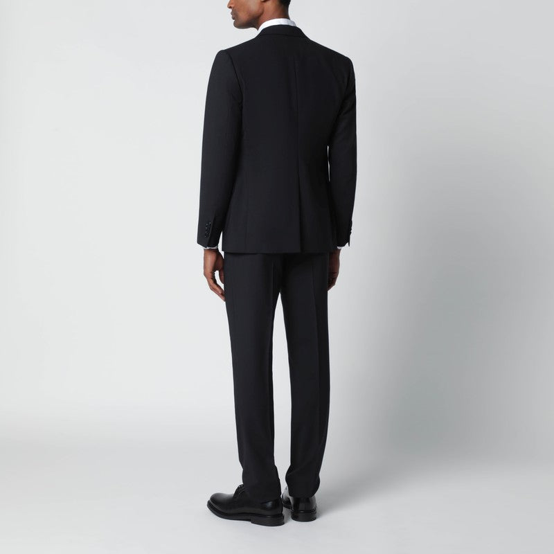 Blue single-breasted wool-blend suit