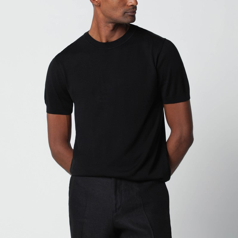Black wool-blend knit