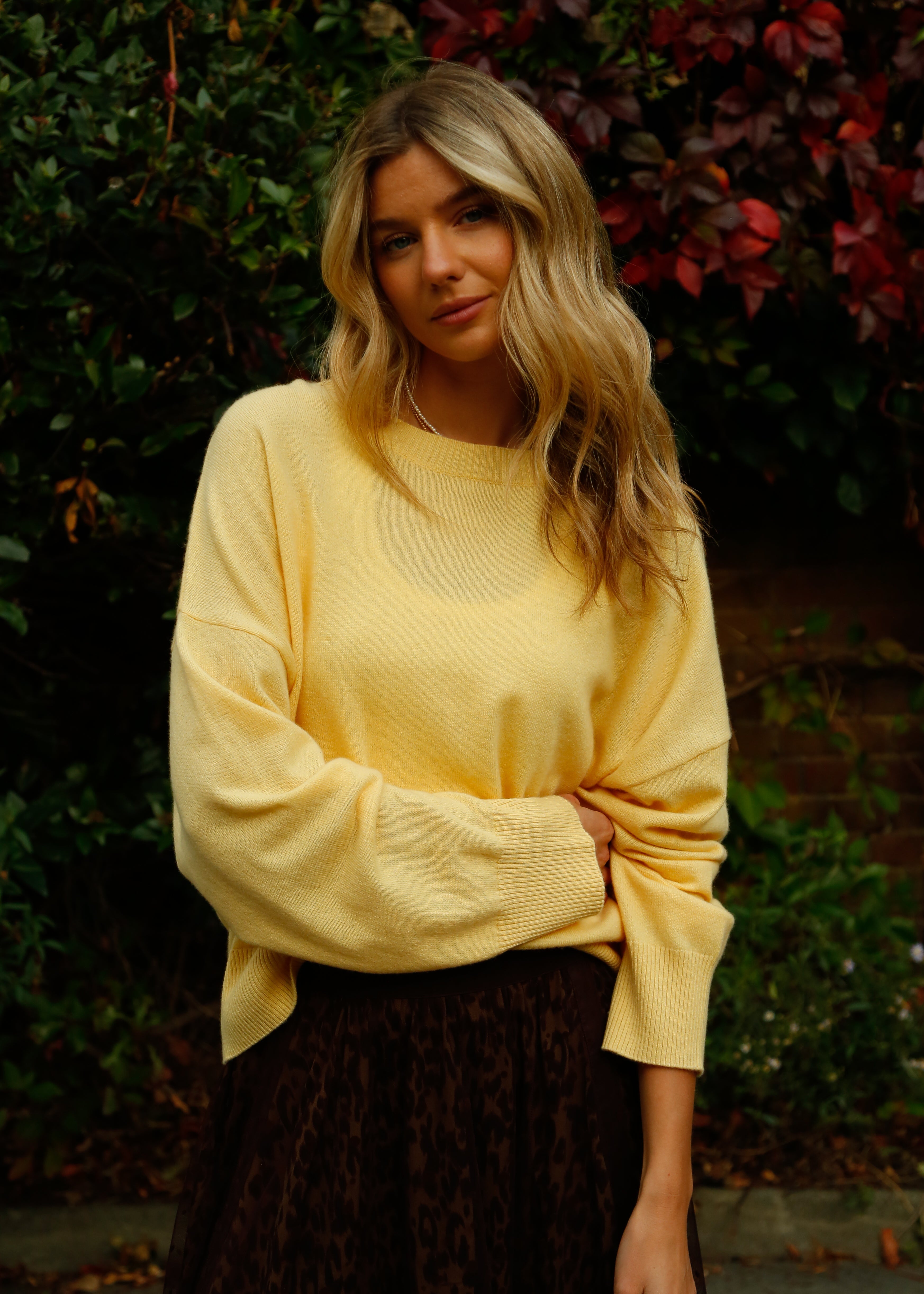 PARK Cashmere Boyfriend Jumper in Buttercream