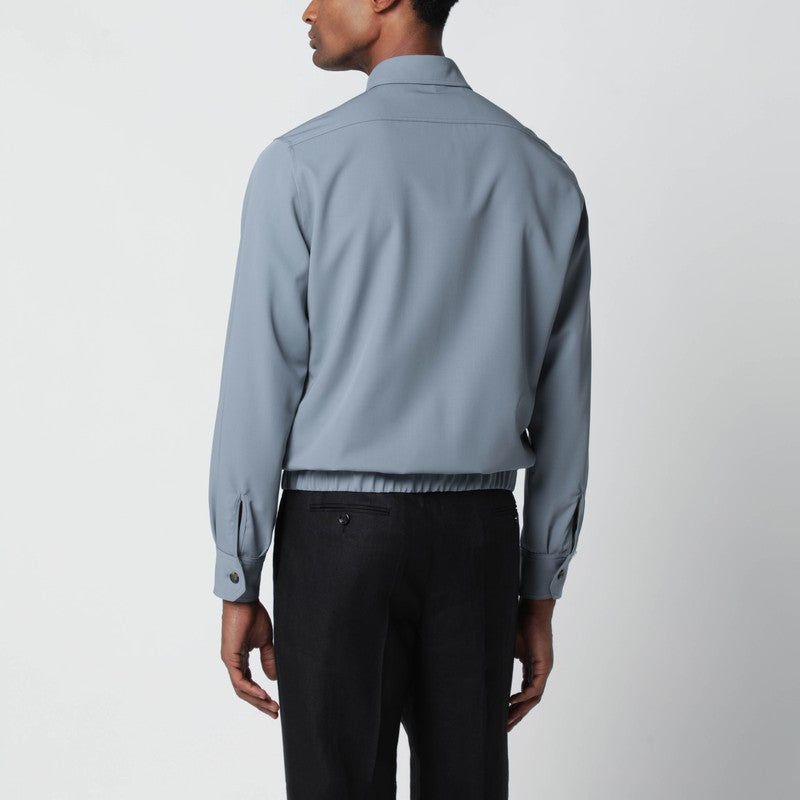 Grey wool shirt jacket