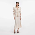 Self Portrait 064 Twill Midi Dress in Cream