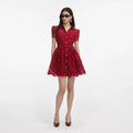 Self Portrait  112 Lace Collared Mini Dress in Burgundy