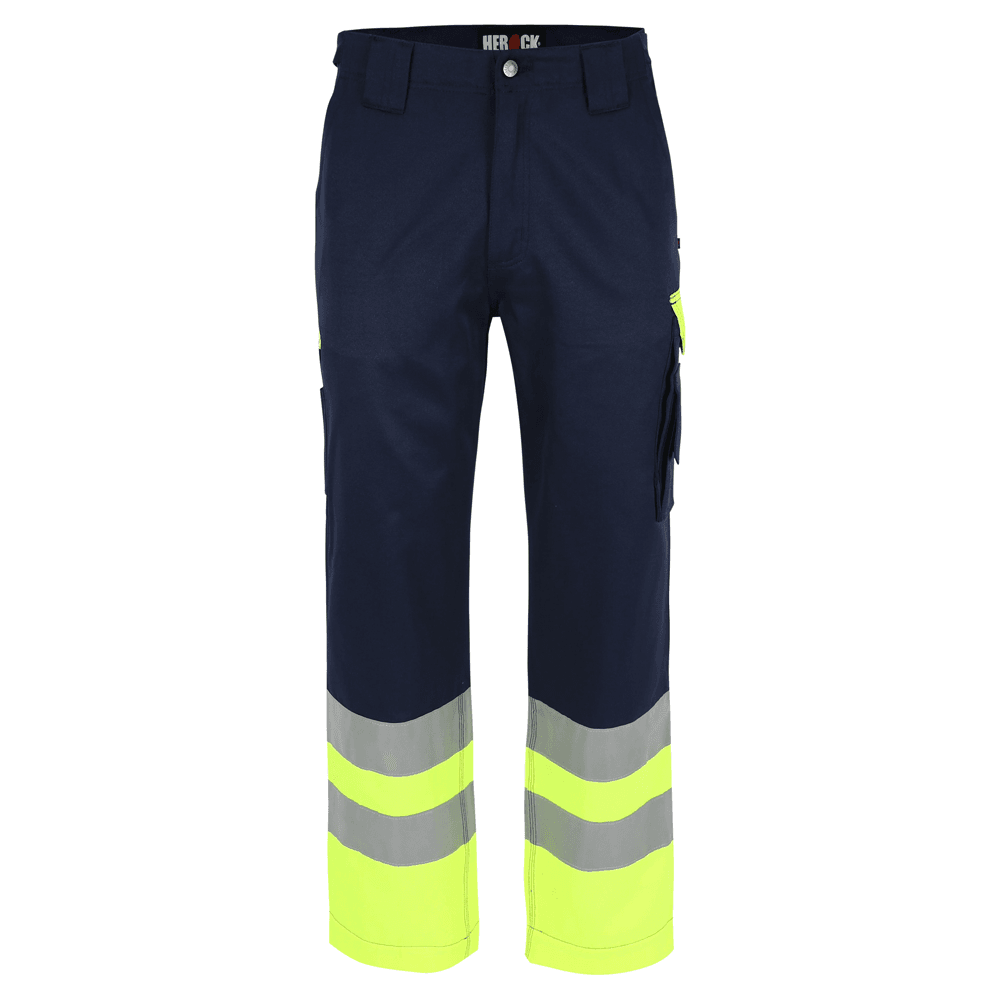 Herock Olympus Hi-Vis Water-Repellent Trousers Navy / Yellow / 32" Waist, 32" Leg