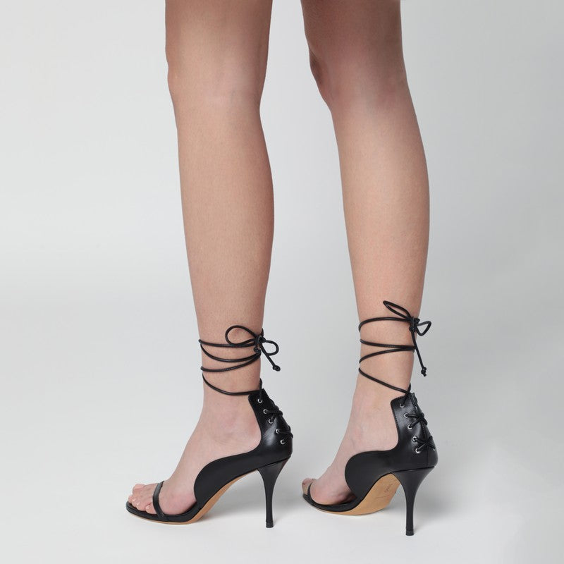 Issa black leather sandals