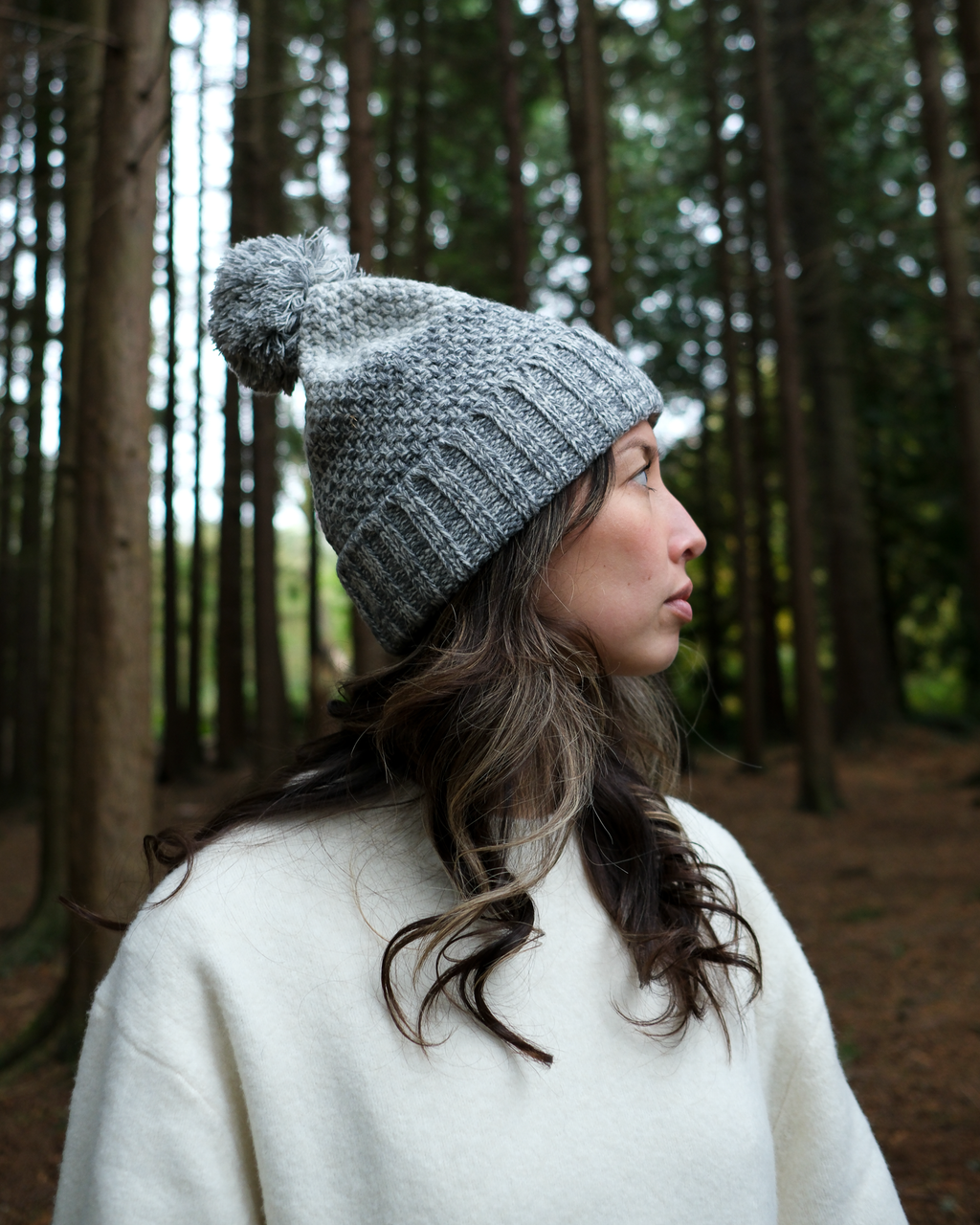 Outside In Faded Pom Pom Hat | Stone Gradient