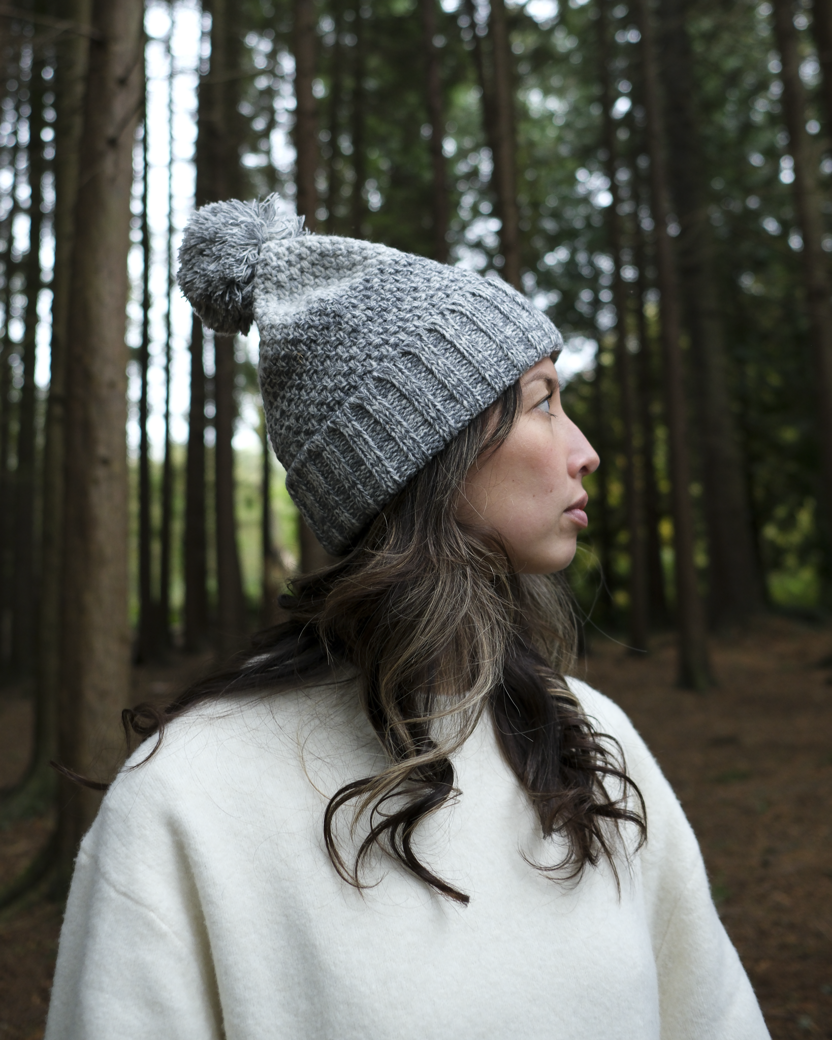 Outside In Faded Pom Pom Hat | Stone Gradient