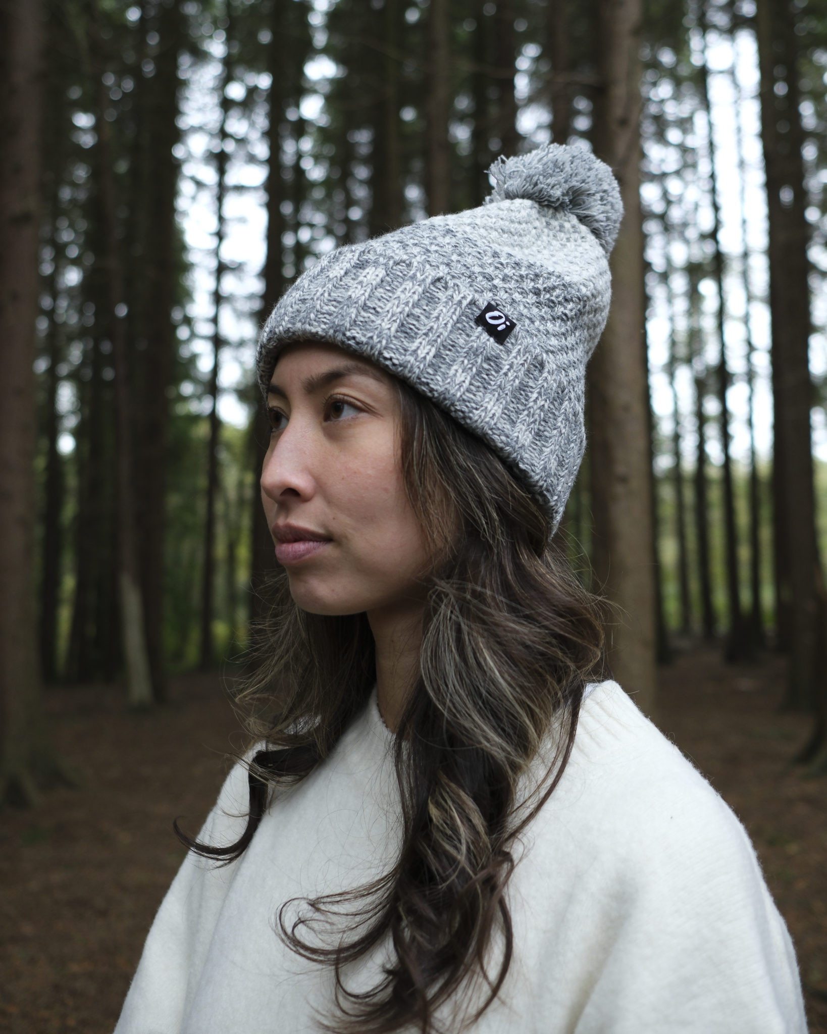 Outside In Faded Pom Pom Hat | Stone Gradient