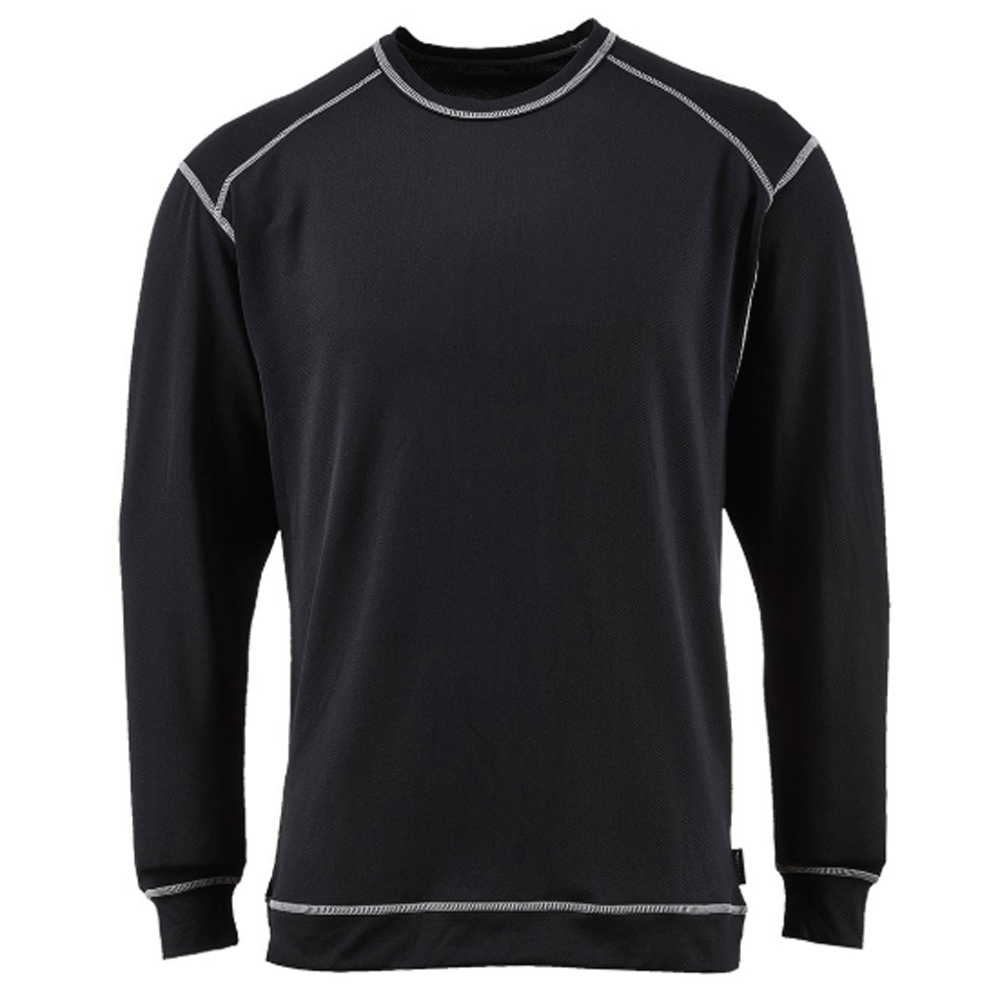 Portwest B153 Base Pro Antibacterial Long Sleeve Top Black Large